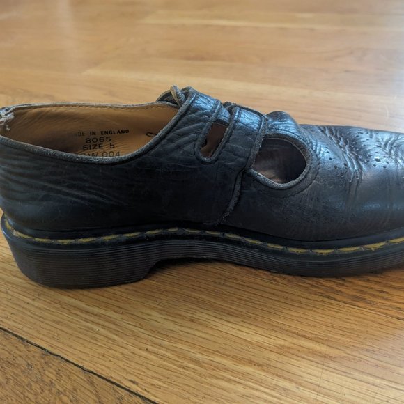Vintage Dr Martens 90s Mary Janes Club Sole Black Buckle Made in England 8065 - Picture 3 of 4